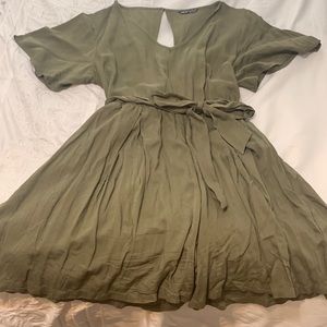SHEIN Green Romper with Tie Waist